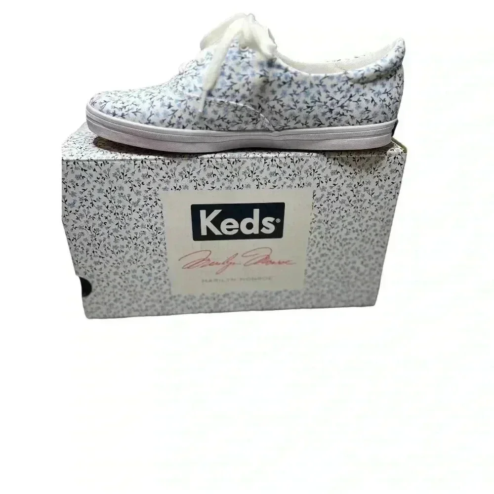 Keds Marilyn Monroe Crew Womens Sneakers•Size 7• Blue and White Floral•